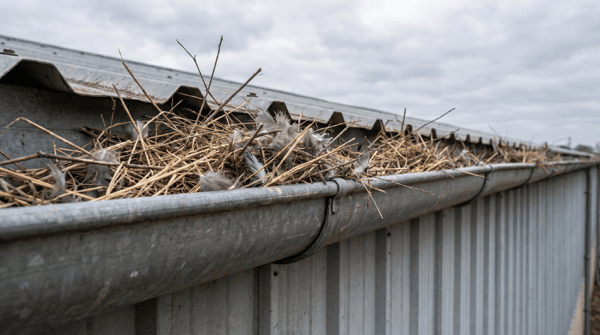 nesting material found in gutters