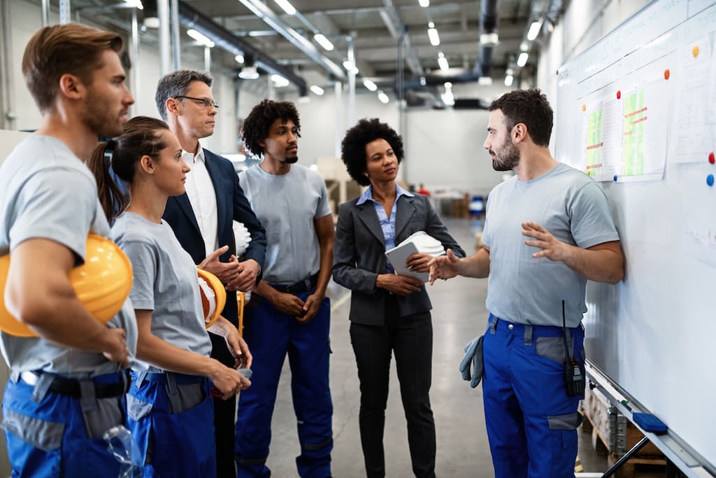 Employees meeting internally