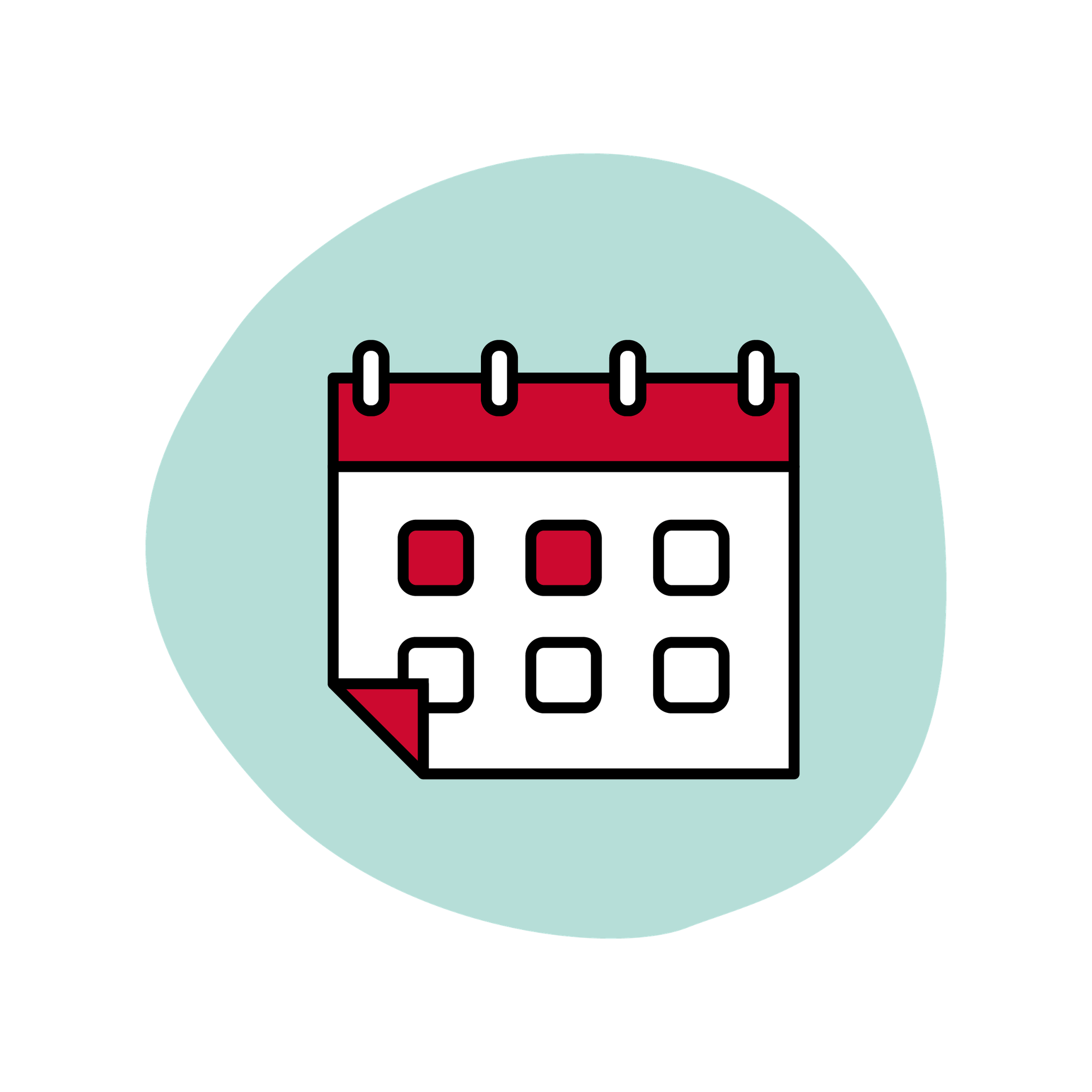 Icon of a calendar page with red highlights.