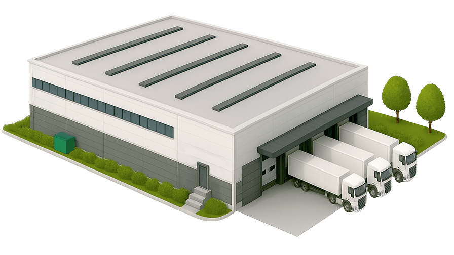 Rendering of a food and beverage processing location