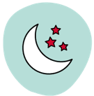 Restless evenings icon of a moon and stars